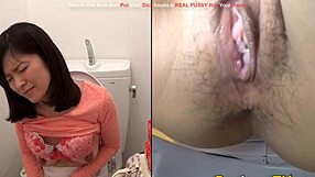 Kinky Asian pees upskirt in a naughty skirt flash 😜