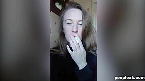 Amateur blonde hottie explores solo relaxation at home