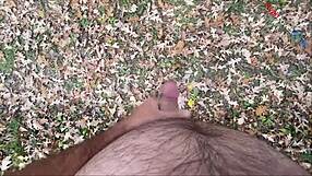 Dirty talking outdoors then cumming naked