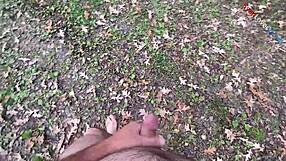 Dirty talking outdoors then cumming naked