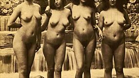 Vintage blowjob and fucking with hairy pussy in antique setting