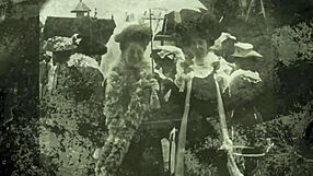 Vintage blowjob and fucking with hairy pussy in antique setting