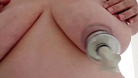 Amateur Uses Nipple Suction Cups On Tits