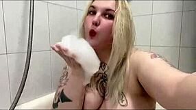 Chubby lady with big ass twerking, vaping, and fucking her pussy