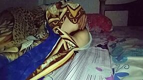 An ejaculation in an identical bed with a sexually awakened step son