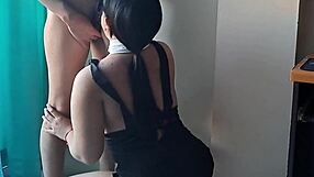 Asian Secretary Sucks Boss's Cock in Homemade Cosplay