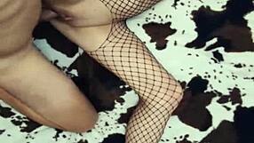 Anal wife in stockings, she moans, fuck my ass harder?