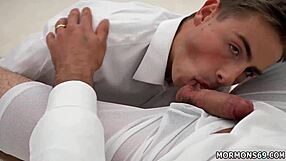 Gay teen 18+ experiences first blowjob from elder in movie