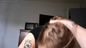 blonde bbw contrasts her size with intense sucking and swallowing