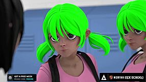 big titty hentai milf desperately begs for students cum on her tits in public class