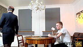 Mature Tutor Gives Muff to Young Man for Sex