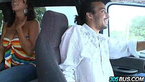 Curly Hair Babe With Beautiful Tits Sells Sex On Public Bus