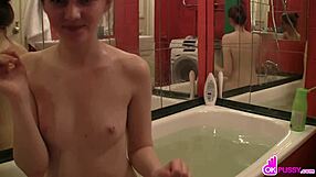 Watch the teen play with herself in the bathtub