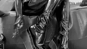 fetish boots, high heels, latex gloves, and shiny leggings 😍