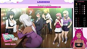 Vtuber Lewdneko plays Hentai game doing naughty dinner with Futa charakter