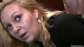 Sexy hard-bodied milf Victoria enjoys a group gangbang with blowjobs and bukkake facials at the party