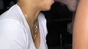 Watch this sexy latina suck that monster black cock deepthroat close up.