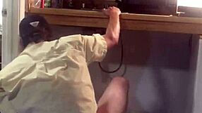 gay plumber caught with dildo in horny solo masturbation