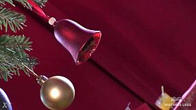 Mistress flaunts sexy feet in slippers and lurex pantyhose for ultimate teasing