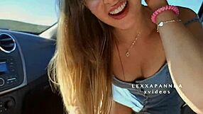 rubia increible gives a blowjob to a lucky fat guy in public outdoor setting