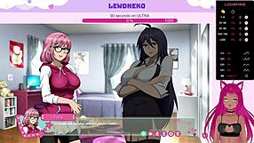 Vtuber Lewdneko plays Hentai game doing naughty dinner with Futa charakter