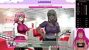 Vtuber Lewdneko plays Hentai game doing naughty dinner with Futa charakter