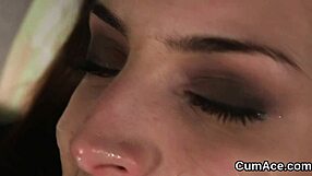 Horny hottie gets facial cum load