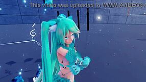 Blue K Nights: Cat Fate Cosplay in 3D VR180 with Miku Girls?