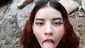 my innocent stepsister surprised me with river blowjob