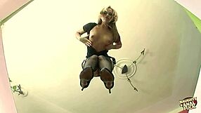 I have fun with juicy blonde glasses giving footjob after cunt fucking in doggystyle cowgirl