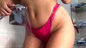 Blonde milf bathing in wet shower