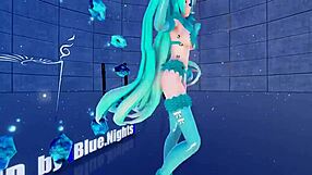 Blue K Nights: Cat Fate Cosplay in 3D VR180 with Miku Girls?