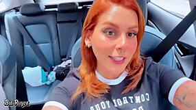 Latina gives intense blowjob in public car until swallowing monster cock cum