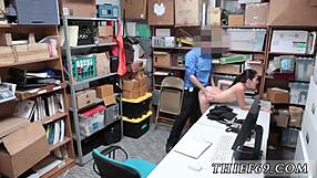 Asian police officer catches habitual thief with blowjob distraction.