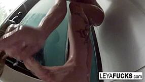 Hot big titty blonde showers nude