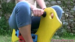 outdoor italian babe worships feet in heels and shoes with fetish play