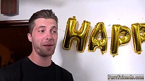 Brunette Blue Eyes Teen 18+ HD Birthday Surprise With Wild Party Fun