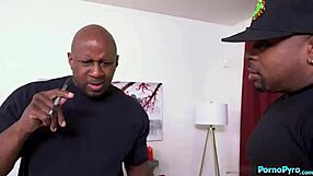 Gamer girl Emma Hix bangs the black cable guys in heels and fishnets.