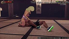 Faye Battles Dela in Naked 3D Wrestling Tribbing