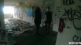 Party hotel where naughty teens fuck in abandoned location with blowjobs and foursomes