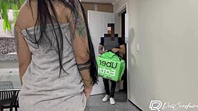 Lucky Uber driver fucks hot woman with big tits during delivery