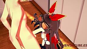 Genshin Impact Hentai - Amber Gets Handjob, Blowjob, Boobjob, And Fucked With Cum