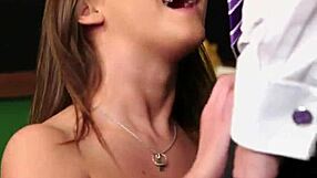 Sexy centerfold sucks and swallows jizz in blowbang facial cumshot