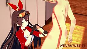 Genshin Impact Hentai - Amber Gets Handjob, Blowjob, Boobjob, And Fucked With Cum