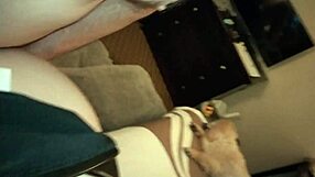 Wife bent over in miniskirt for doggystyle with big cock, getting wet