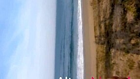 Alinenovak does doggystyle on the beach, bent over with her giant curvy ass flashing.