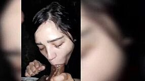 Latina amateur gives blowjobs to friends during walk, sucking them full of cum.