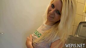 Sweet girls compete in a wild pissing challenge