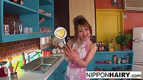 Japanese Teen Cutie Gives Blowjob in Kitchen, Gets Cumshot