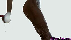 petite babe, give me that erotic footjob with your feet while i masturbate